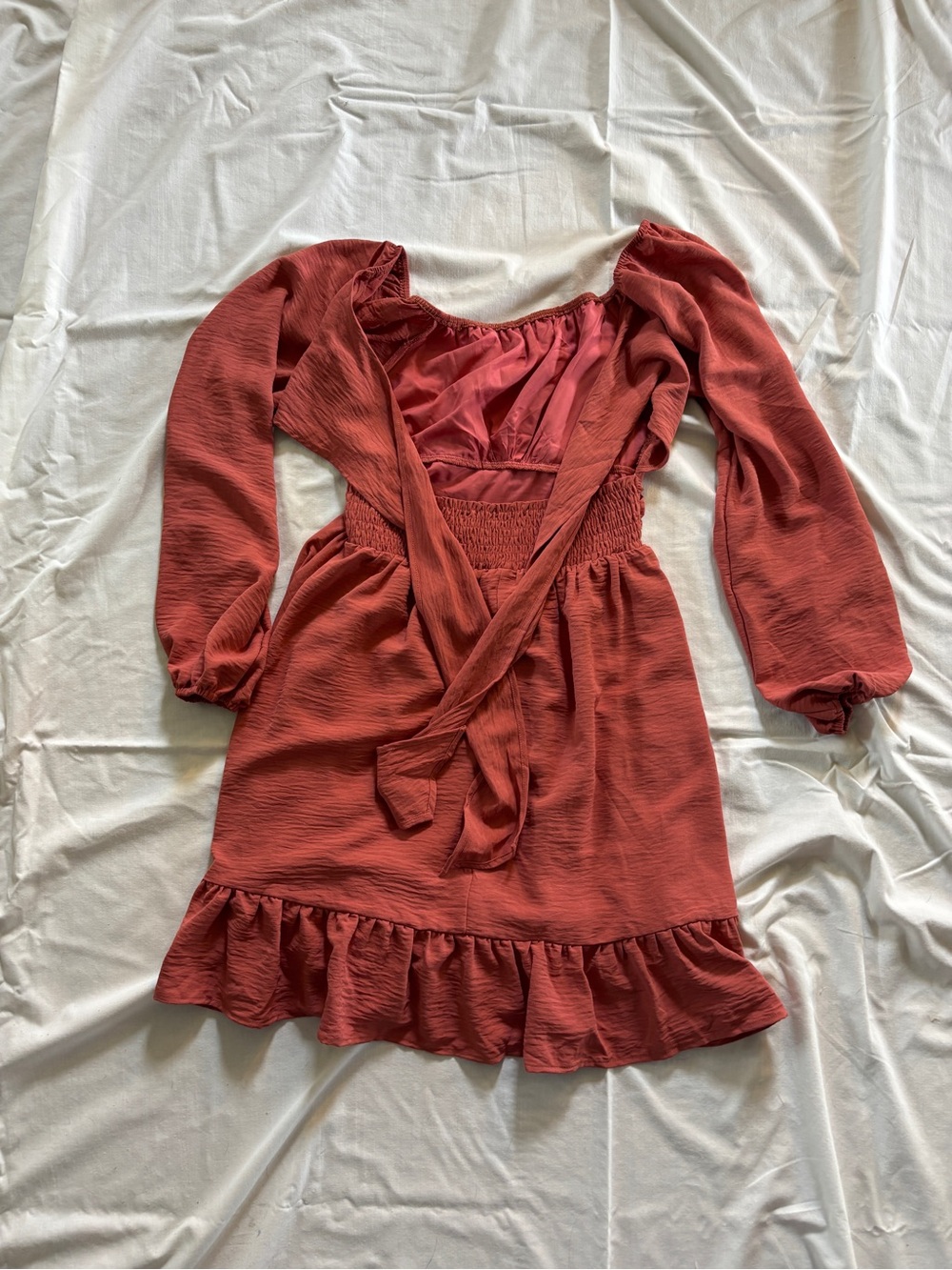 Rust Tie-Back Dress - Picture 2 of 4